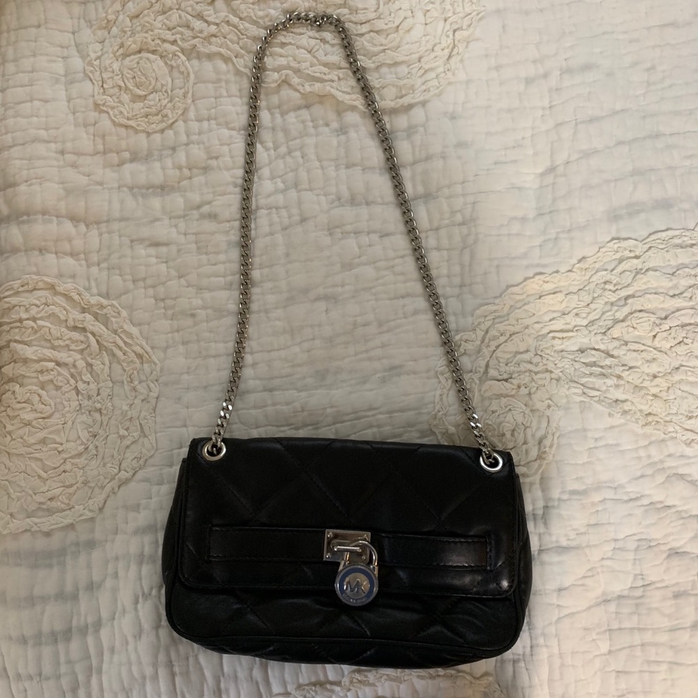 Michael Kora Quilted Leather Black Handbag